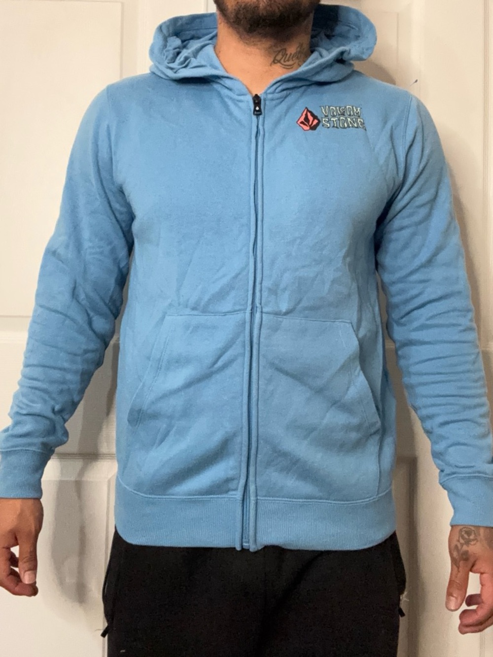 Volcom Men's Light Blue Full-Zip Hooded Sweatshirt